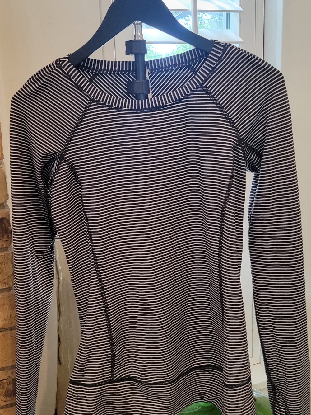 lululemon athletica Black & White Striped Long Sleeve Crew